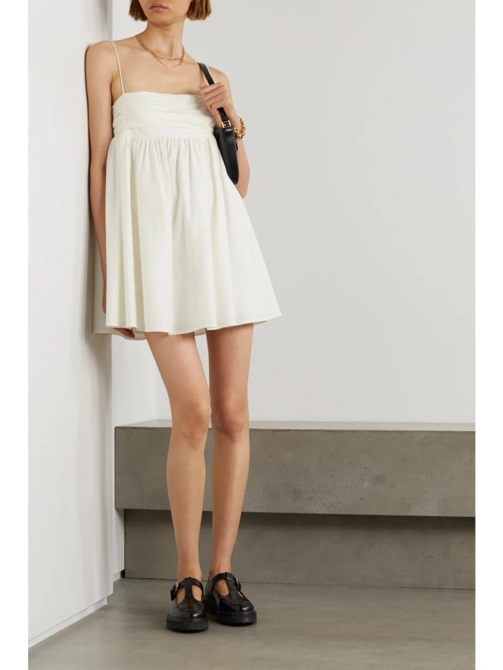 Reformation Catarina White Organic Cotton Strappy Babydoll Mini Sun Dress Size 2